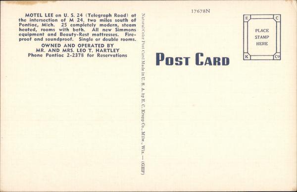 Motel Lee - Old Postcard